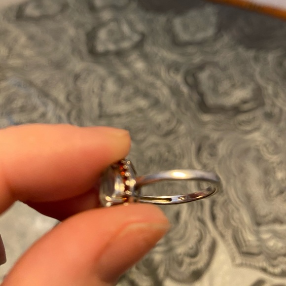 *Sold* Pear Shaped Garnet Halo Aquamarine Ring - Picture 6 of 8